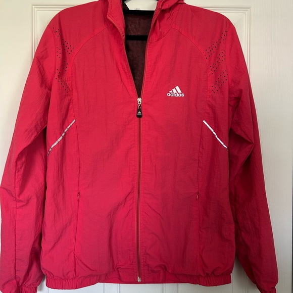 adidas Jackets & Blazers - Adidas Orangish Pink Lightweight  Jacket with Hood